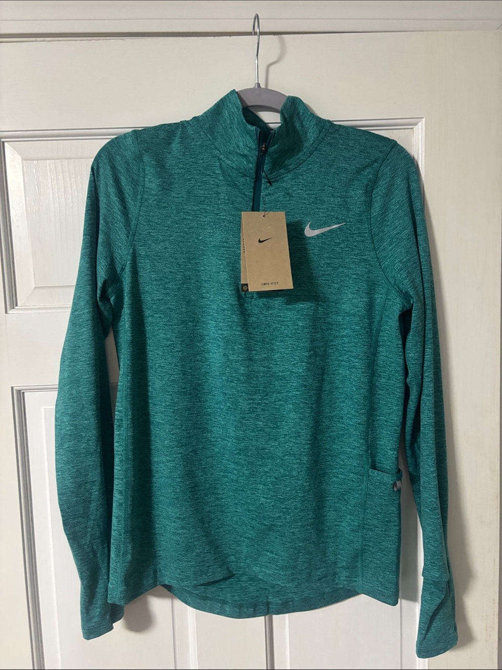 Women’s Nike Green Heather Quarter-Zip dri-fit Athletic Pullover Shirt